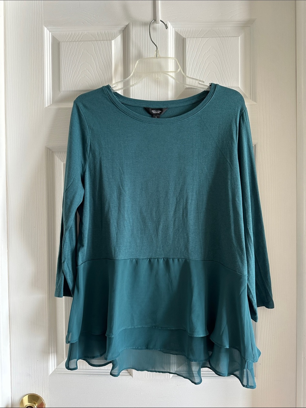 Simply Vera Vera Wang Teal Layered Hem Tunic, LIKE NEW